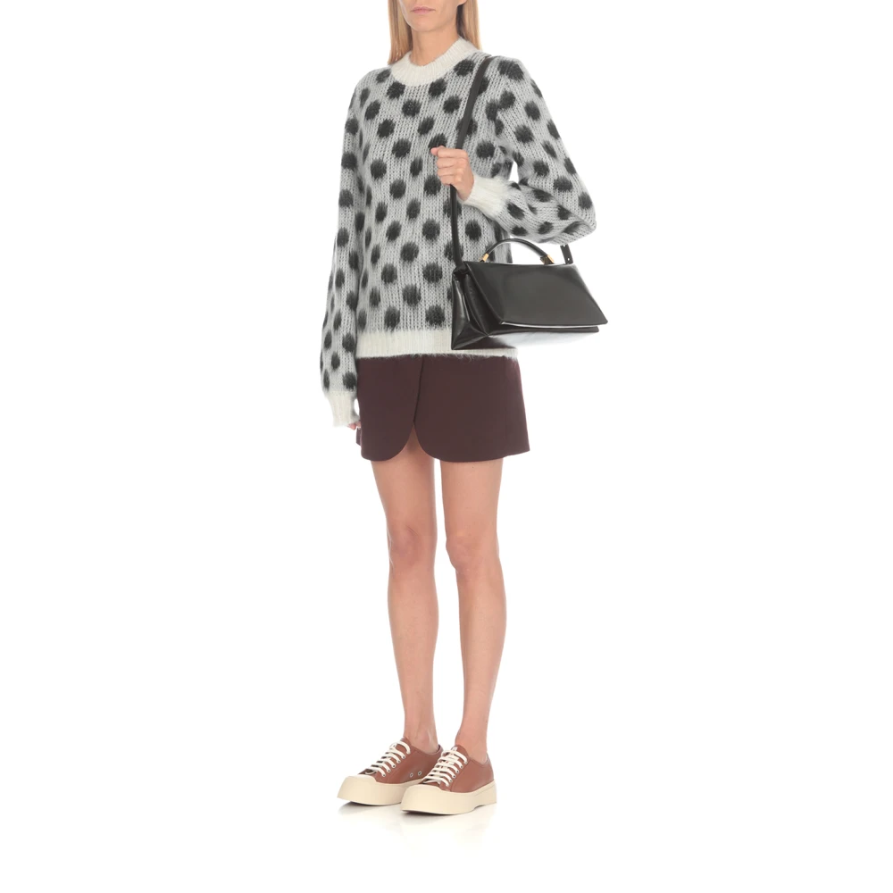 Marni Zwarte leren handtas met handvat en schouderriem Black Dames