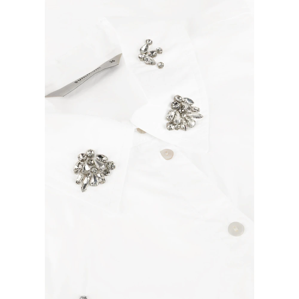 Summum Woman Witte Poplin Blouse met Diamanten White Dames