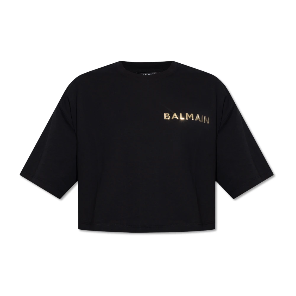 Balmain Crop oversized T-shirt Black Dames