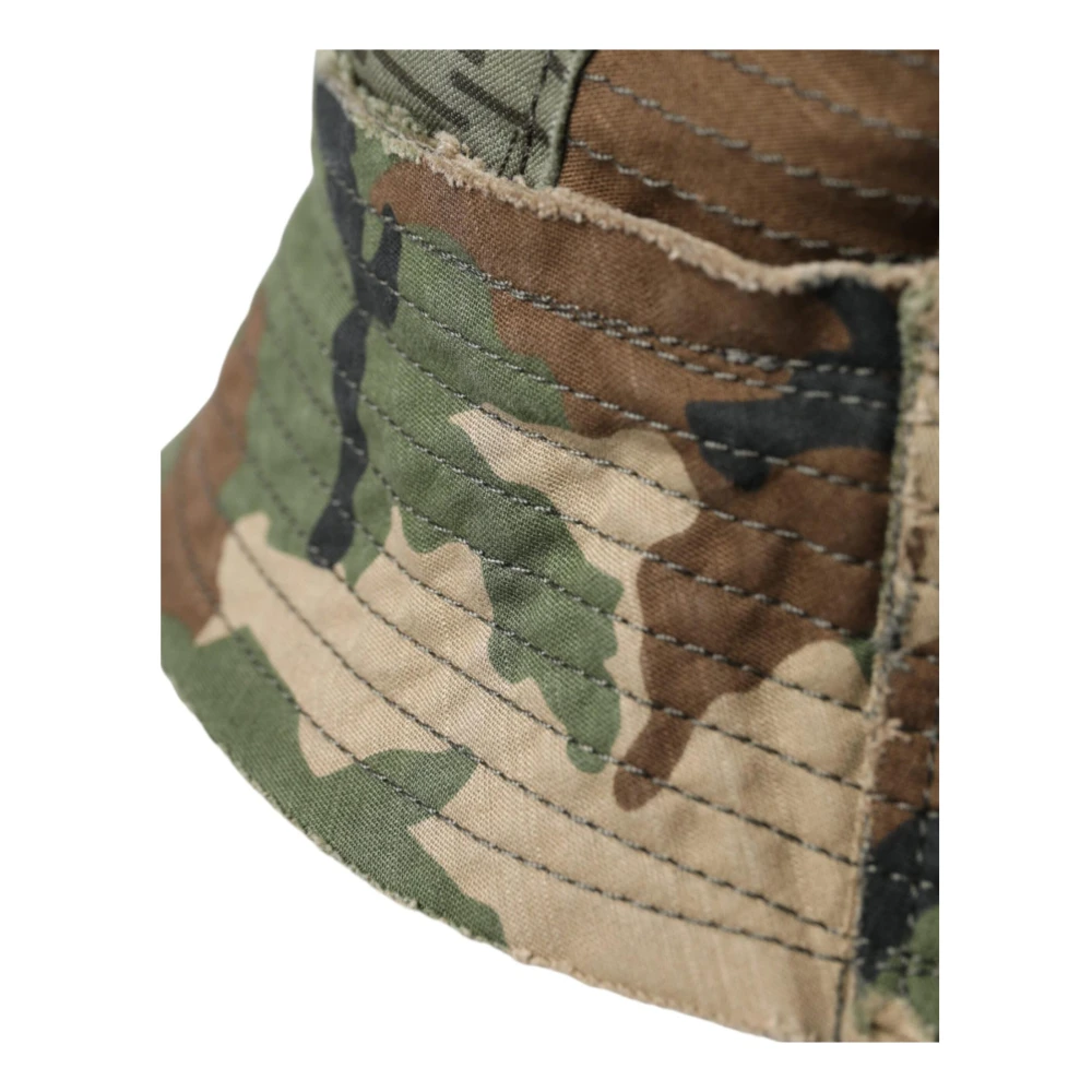 Dolce & Gabbana Groene Camouflage Katoenen Bucket Hoed Green Heren