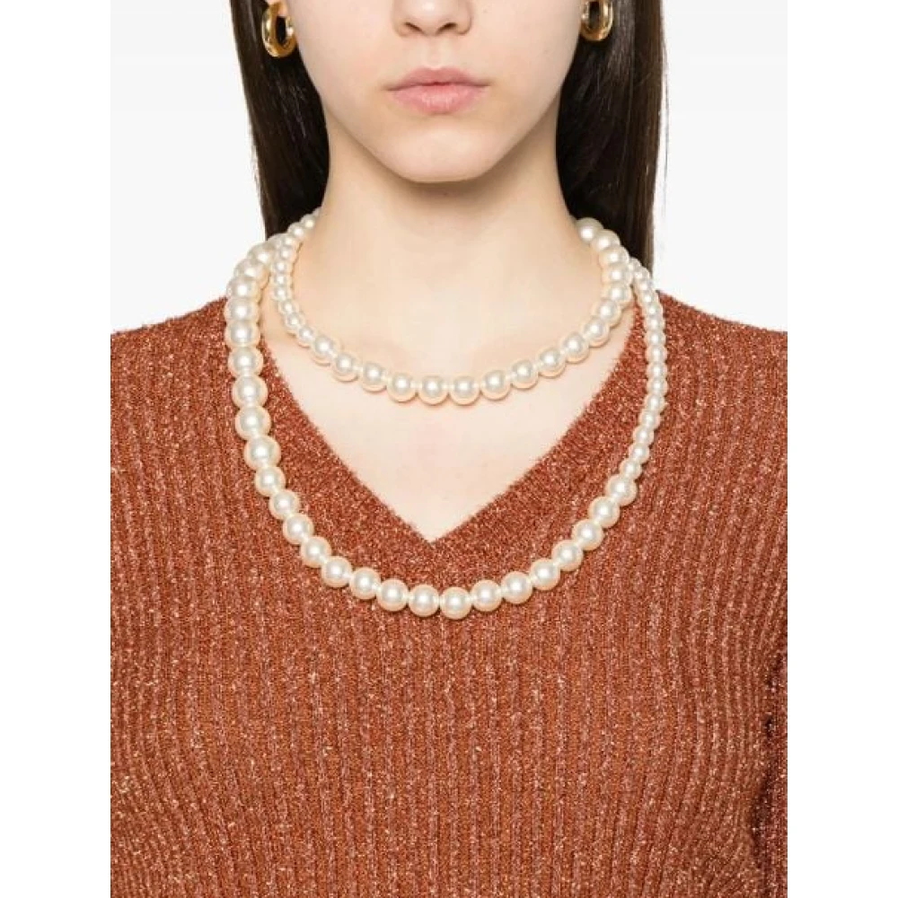 Valentino Lurex V-Neck Sweater Orange Dames