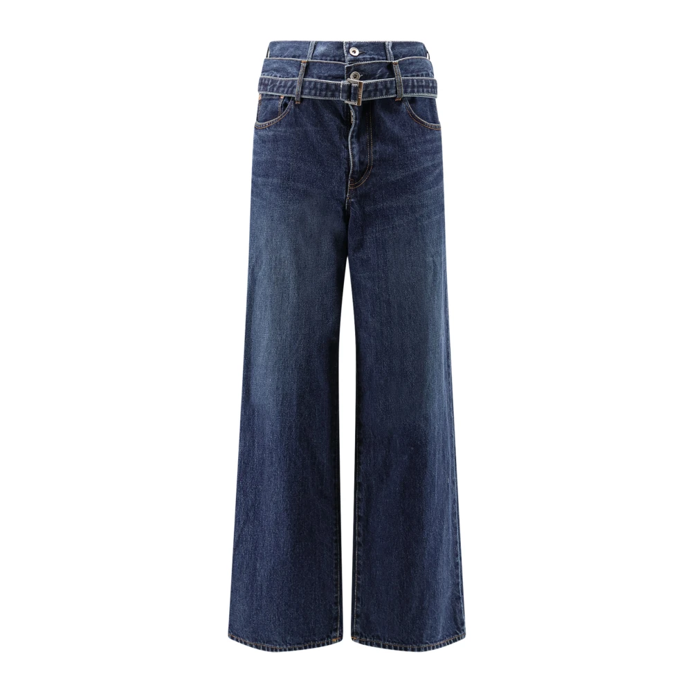 Sacai Blue Wide Jeans, Male, S, Belted Wide Jeans