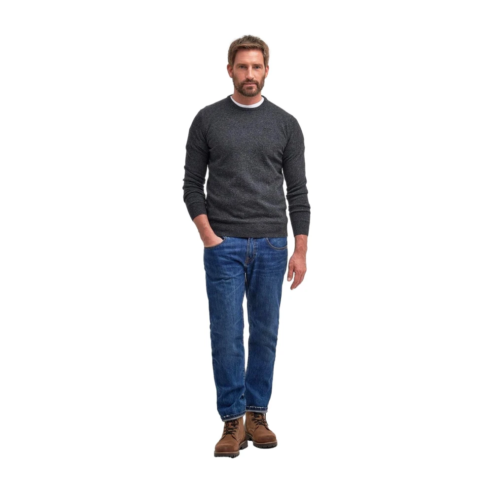 Barbour Essentiële Wol Ronde Hals Trui Houtskool Gray Heren