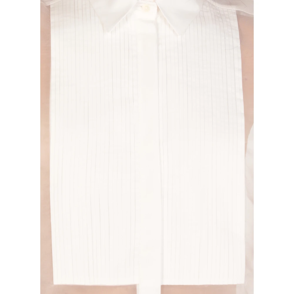 Antonelli Firenze Witte zijden tule overhemd met kraag White Dames