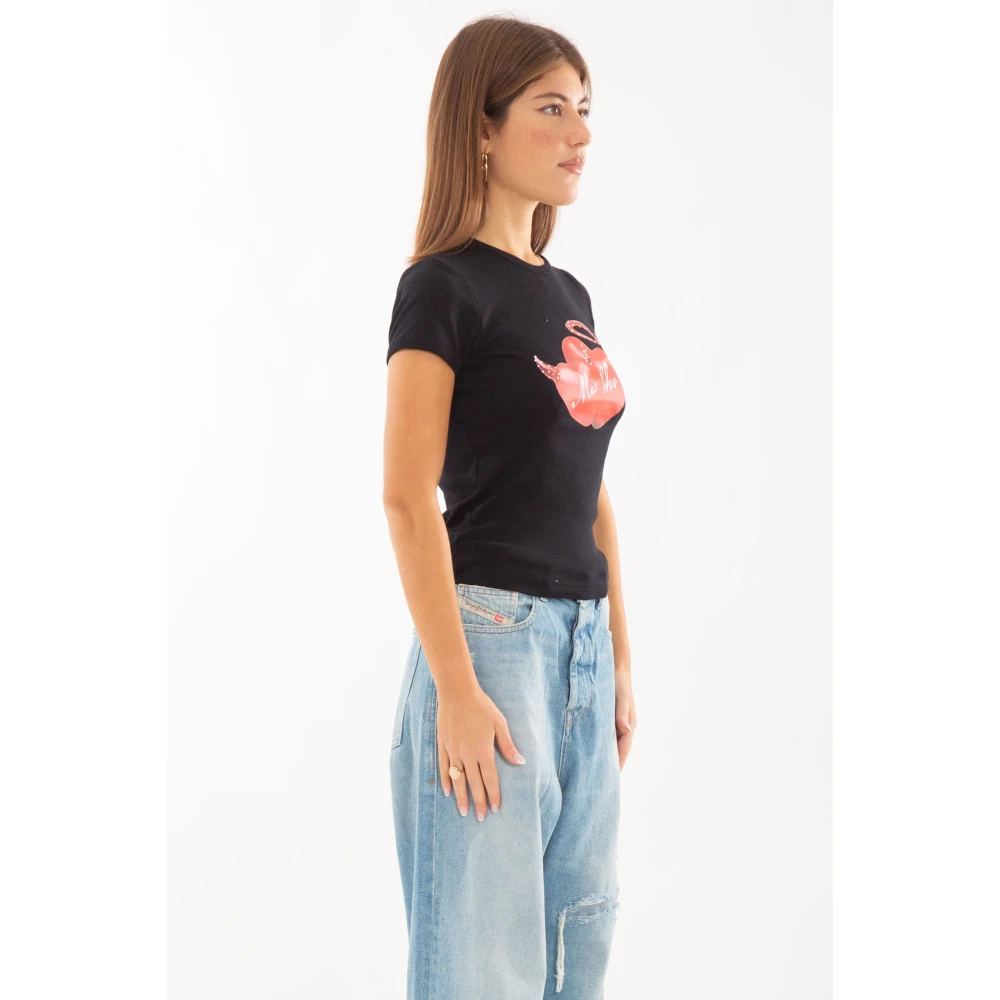 Misbhv Zwarte Hearts Baby Tee Black Dames