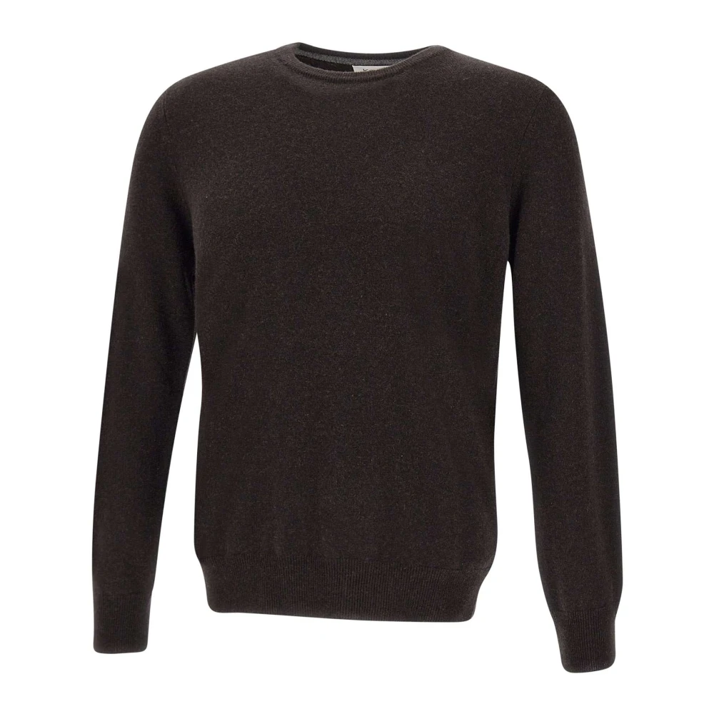 Kangra Men's Brown Round-Neck Knitwear, 5XL, Cashmere Wool Jumper