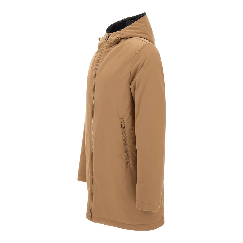 Herno Kameel Parka Waterafstotend Faux Fur Gevoerd Beige Heren