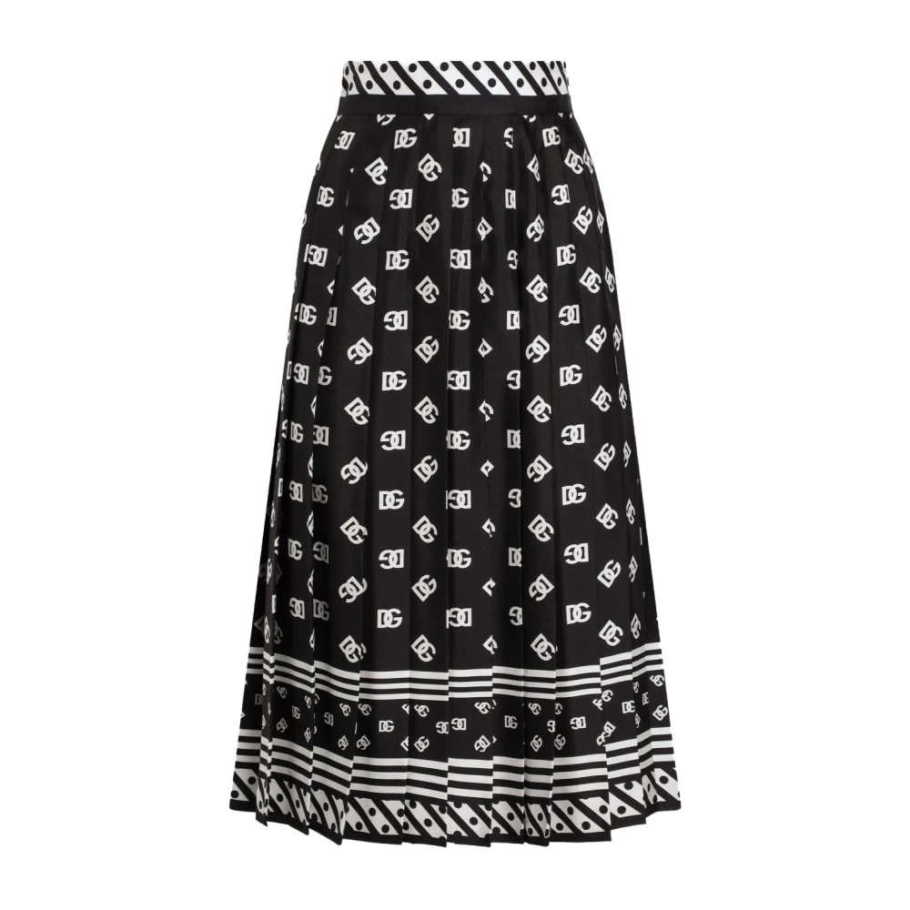Dolce & Gabbana Geplooide rok met logo's Black Dames