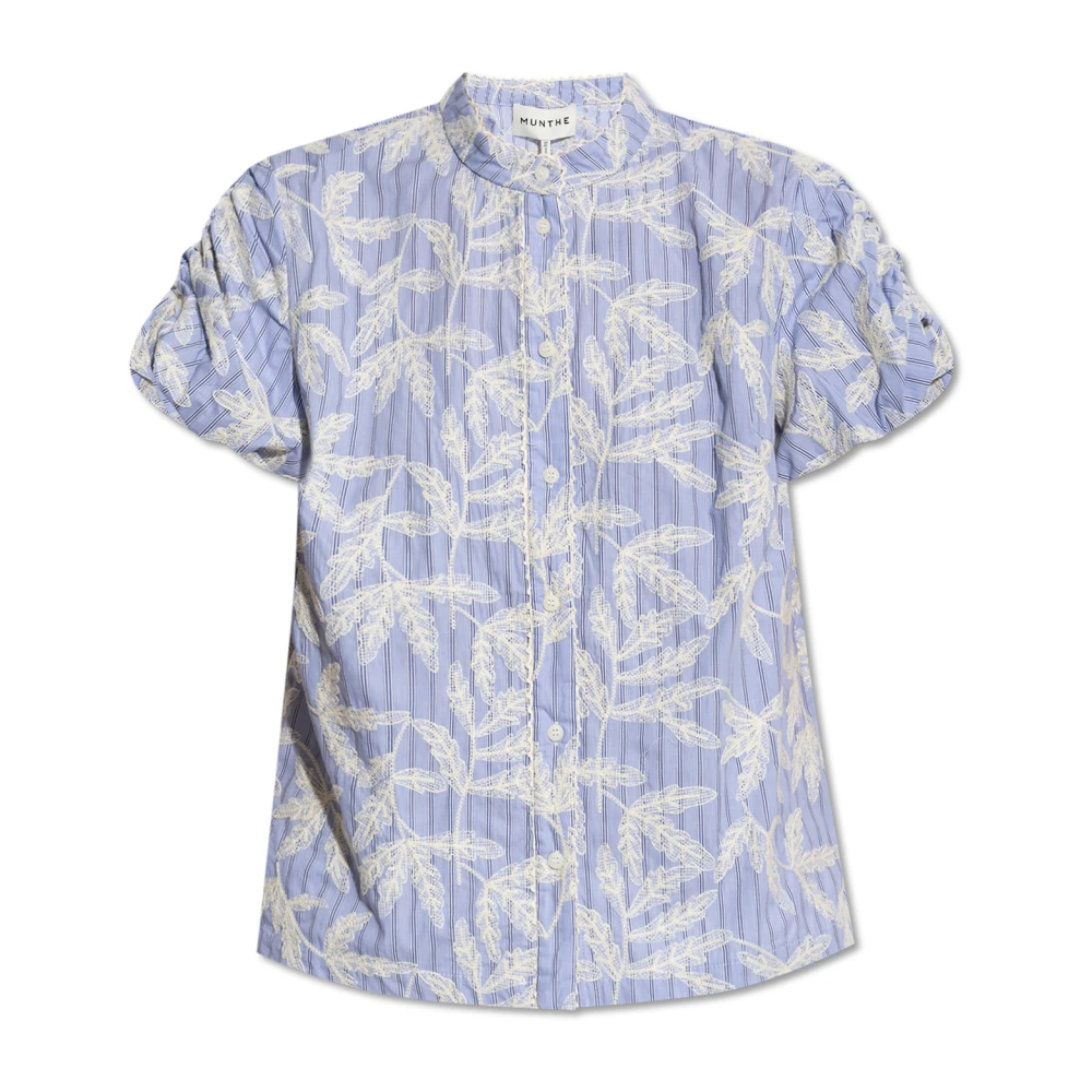 Munthe Shirt met kantpatroon Freidia Blue Dames