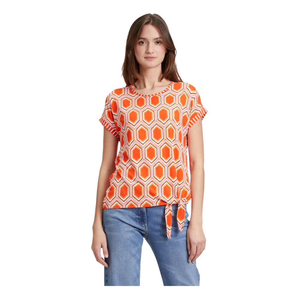 Betty Barclay Bloemenprint Casual Shirt met Strik Multicolor Dames