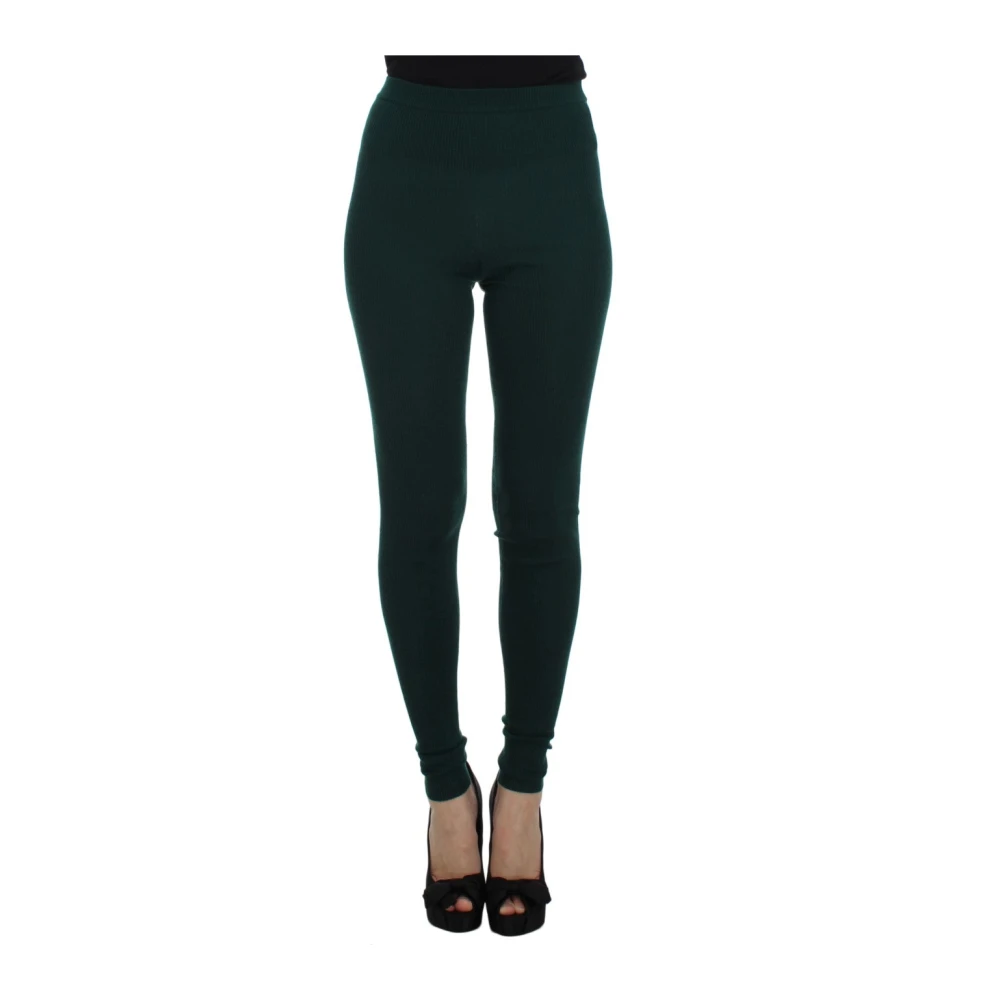 Dolce & Gabbana Women's Green Cashmere High Waist Tights Pants