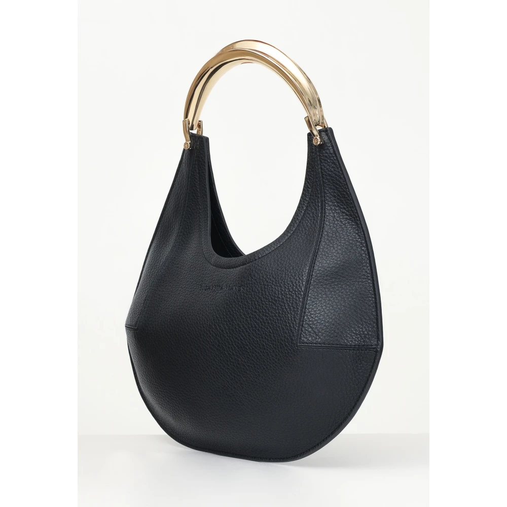 Elisabetta Franchi Zwarte handtas met gouden metalen handvat Black Dames