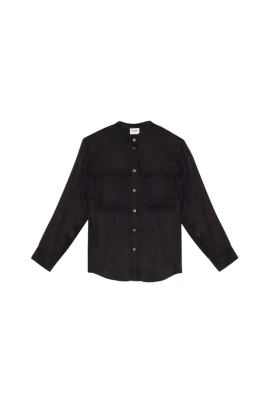 Satin Skjorta med Rund Krage