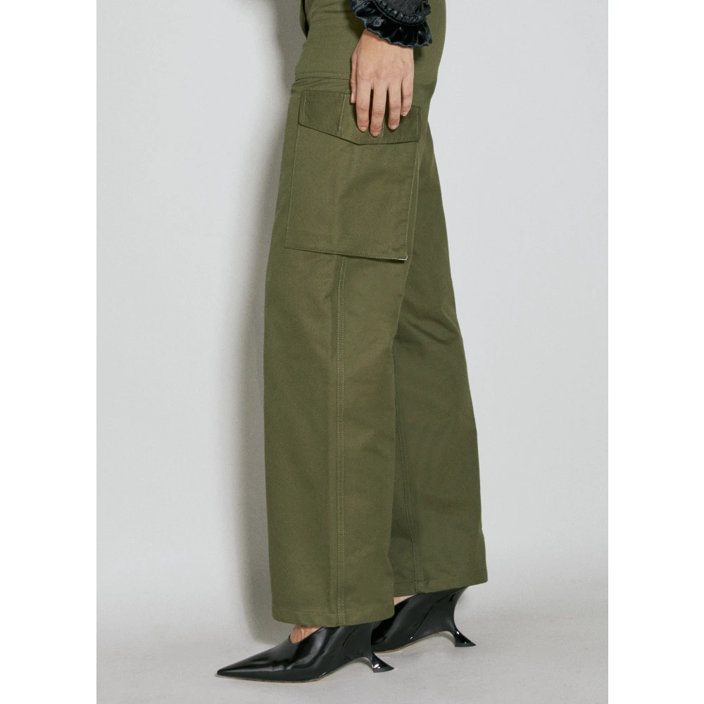 Paco Rabanne Multi-Pocket Twill Cargo Broek Green Dames