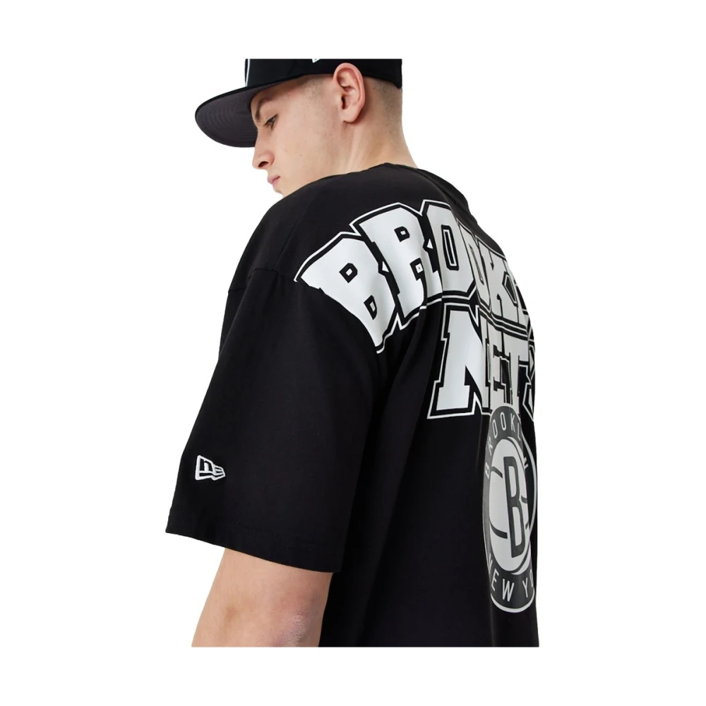 new era NBA Nets Grafisch T-shirt Zwart Black Heren