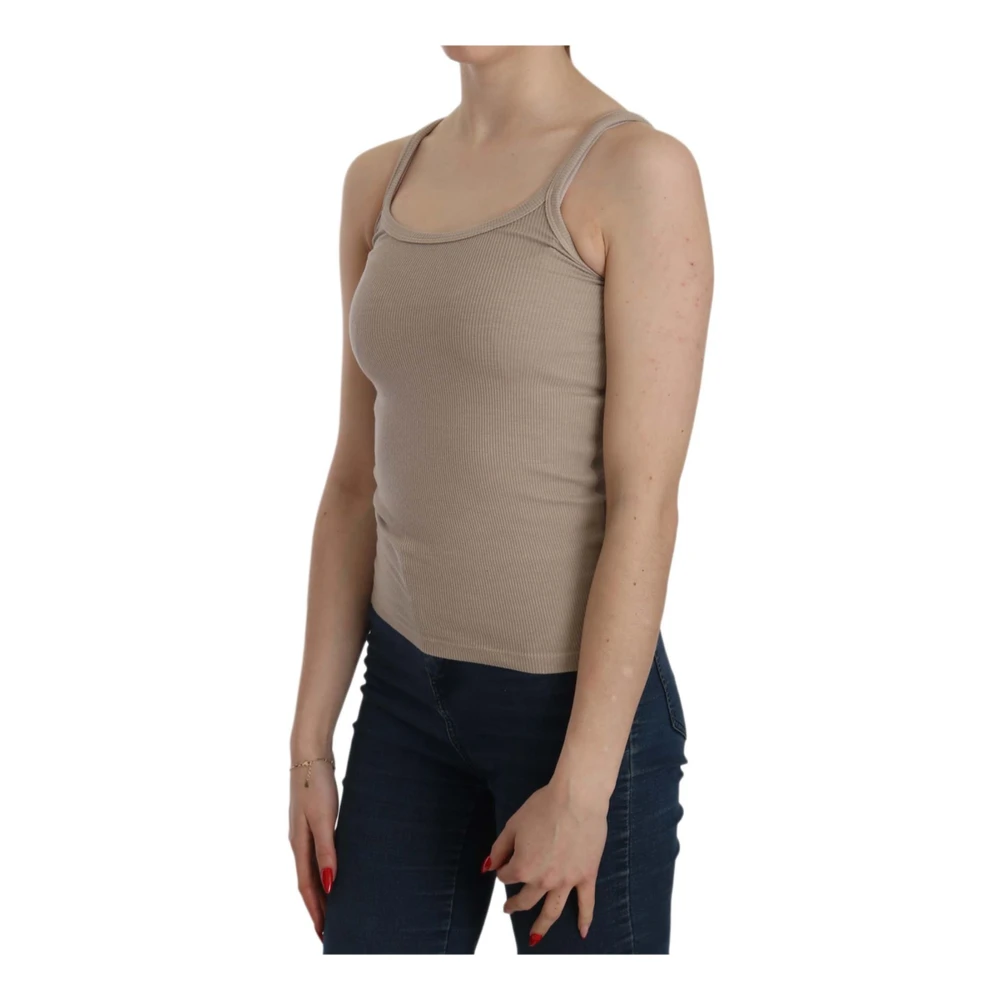 Pink Memories Bruine Mouwloze Katoenen Blouse Brown Dames