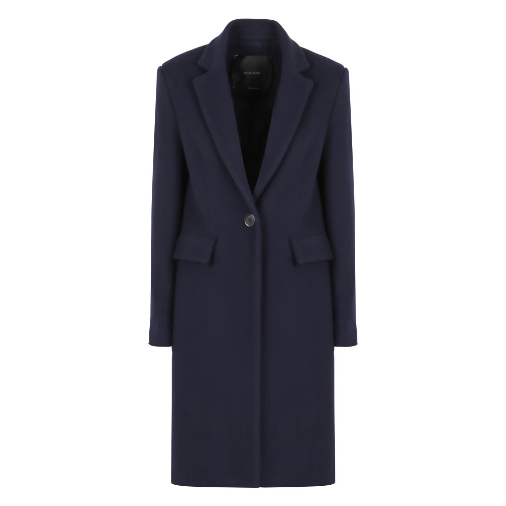 pinko Wollen jas met reverskraag Blue Dames