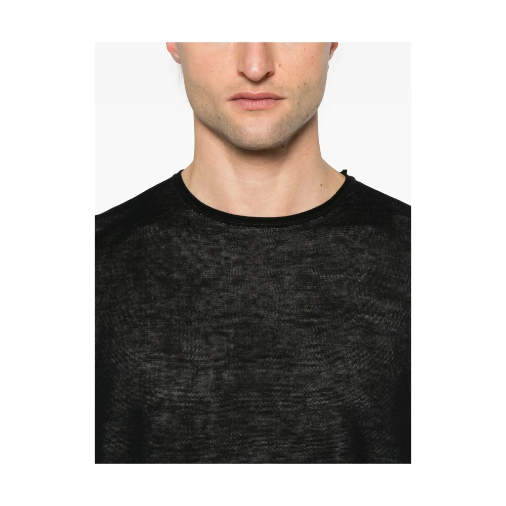 Isabel Benenato Zwarte Drop Shoulder Trui Black Heren