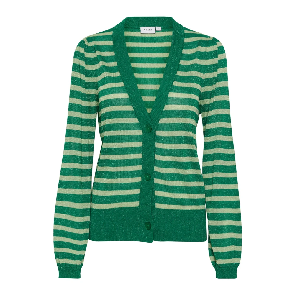 Saint Tropez Green Shimmer Cardigan Jelly Bean - Female - Cardigans - S - Knitwear