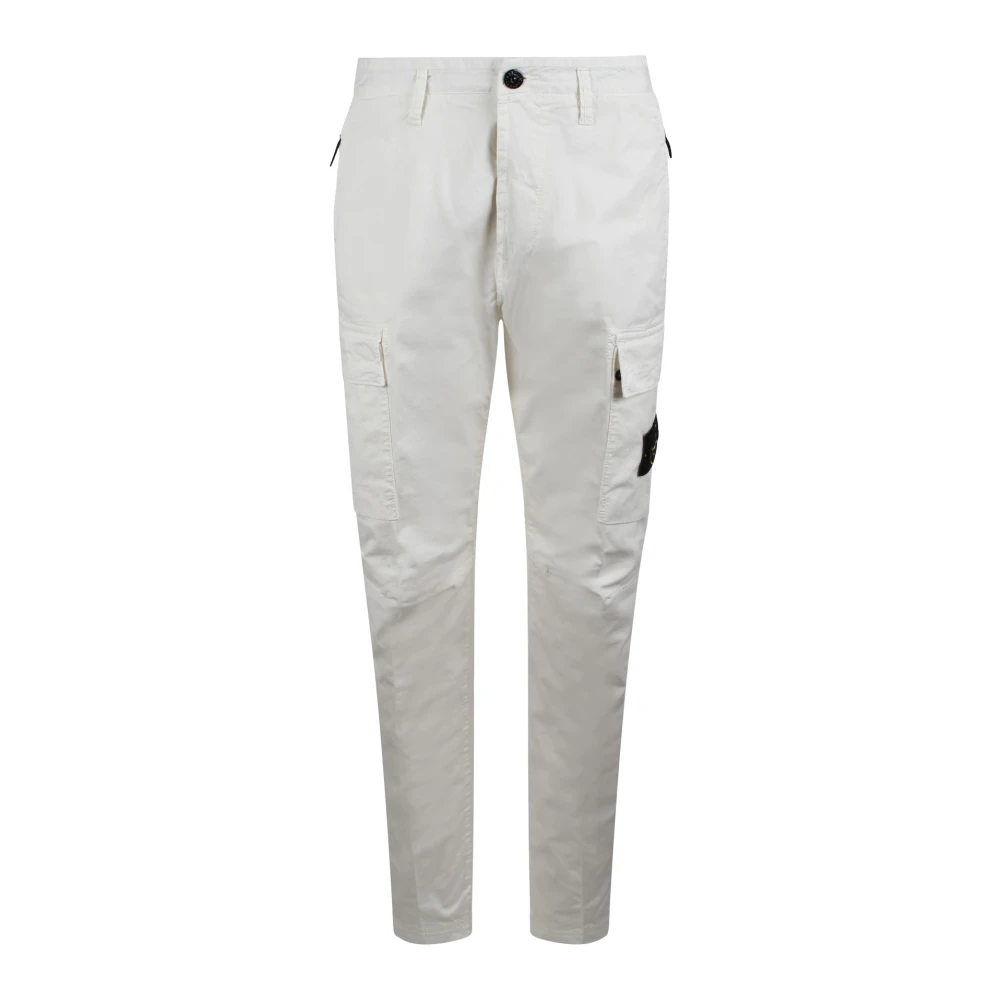 Stone Island Cargo Broek Regular Fit Voorrits White Heren