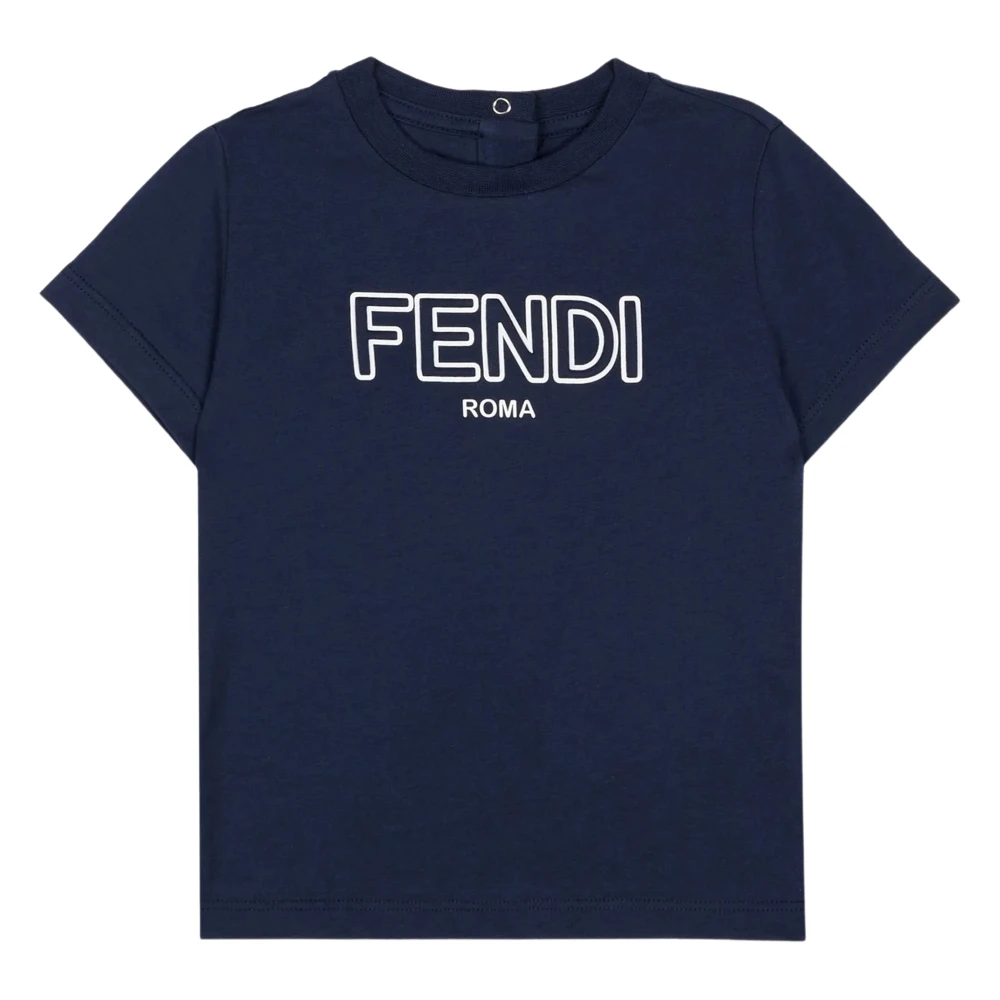 Fendi Boys Blue Kids Short Sleeve T-Shirts, 6 M, Logo T-Shirt