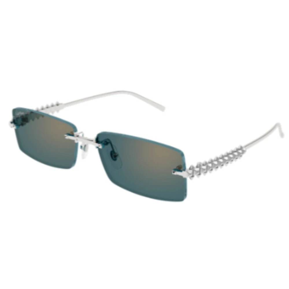 Cartier Unisex Gray Sunglasses, 57 Mm, Clash Rimless Rectangle Sunglasses
