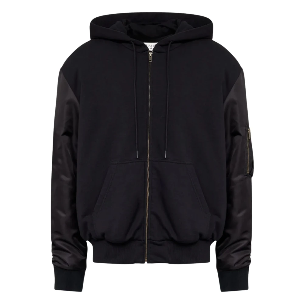 Mm6 Maison Margiela Mannelijk Zwart Jassen Heren, M, Katoen, Hooded Sweatshirt