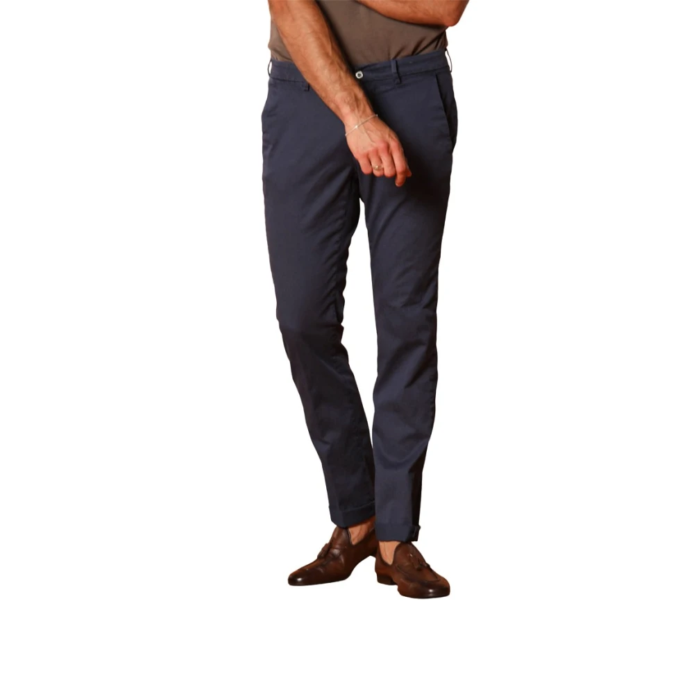 Mason's, Byxor, Herr, S, Bomull, Slim Fit Navy Blue Chino Byxor