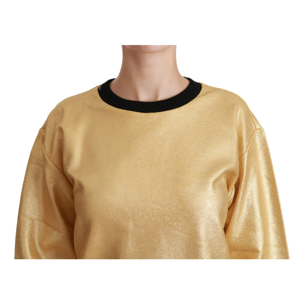 Dolce & Gabbana Gouden katoenen trui met ronde hals Yellow Dames