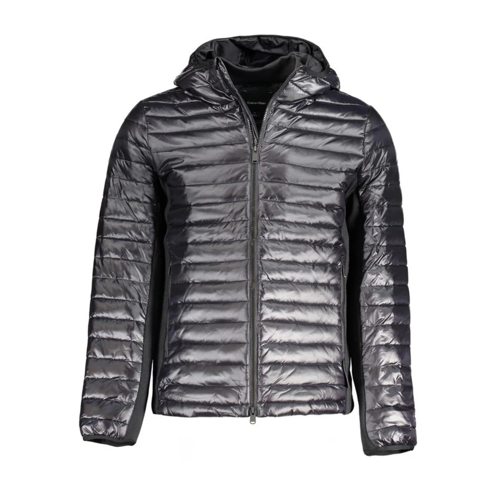 Calvin Klein Zwarte Nylon Hoodiejas met Zakken Black Heren