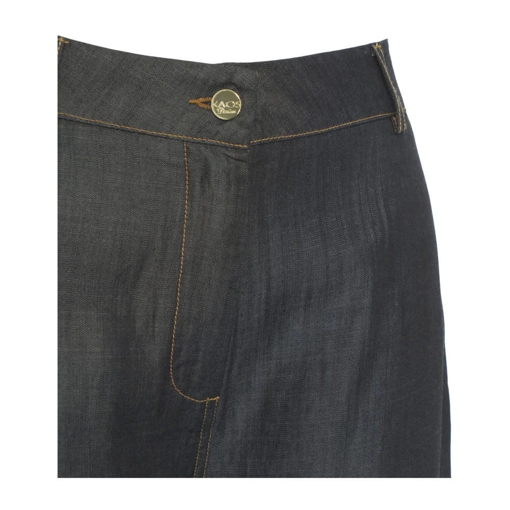 Kaos Zwarte Wijde Broek met Metalen Details Black Dames