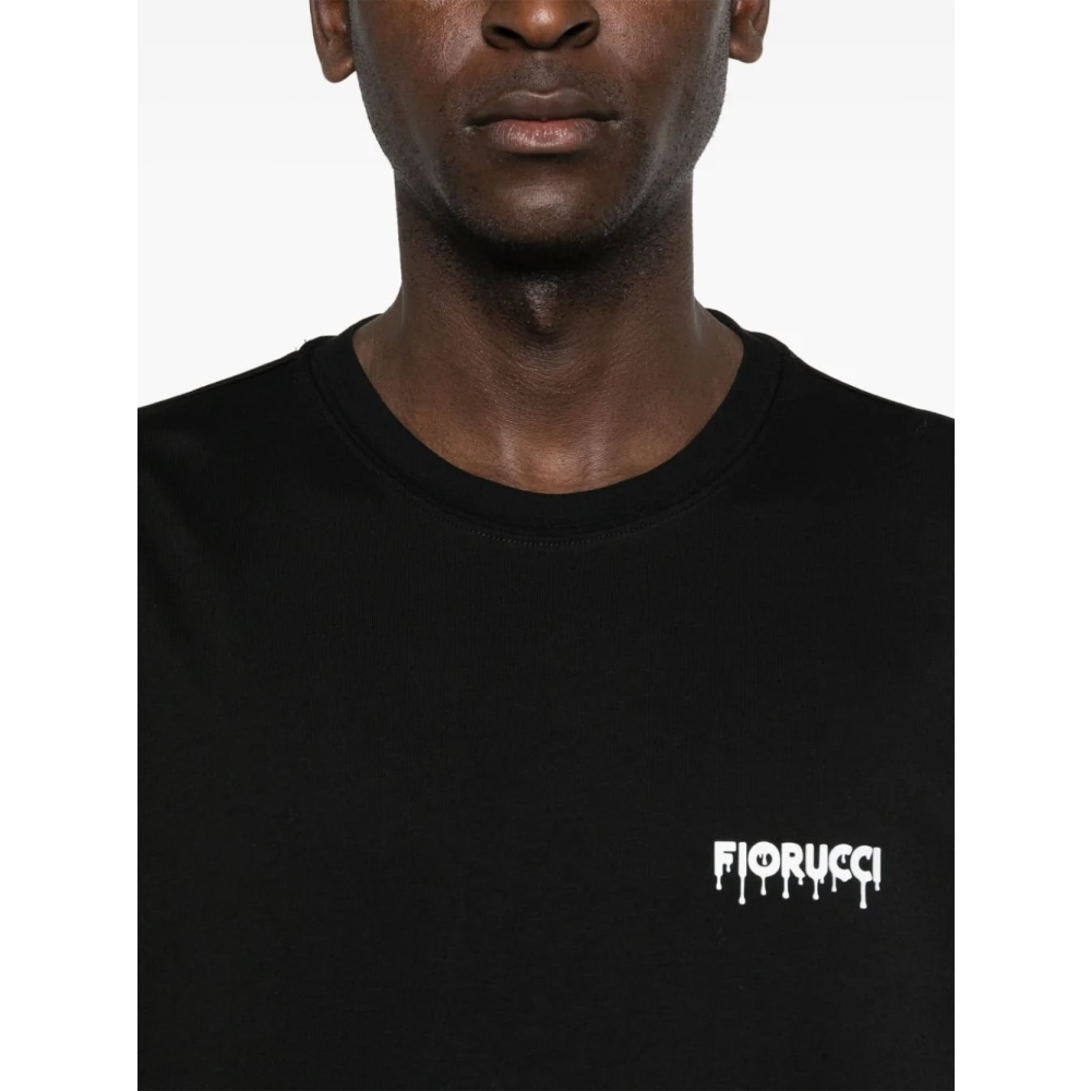 Fiorucci Zwart Katoenen Logo T-shirt Black Heren
