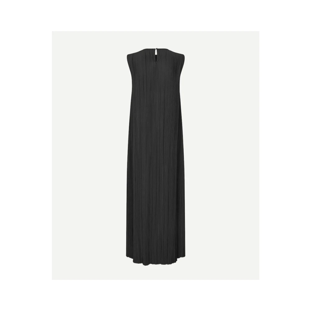 Samsøe Geplooide Midi Jurk met Knoopsluiting Black Dames