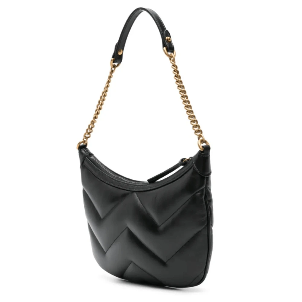 Gucci Zwarte leren schoudertas met quilten Black Dames