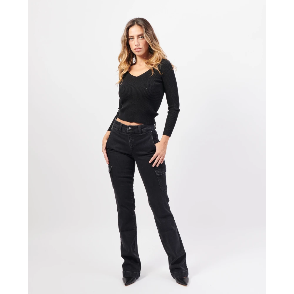 Guess Zwarte Cargo Bootcut Jeans Black Dames