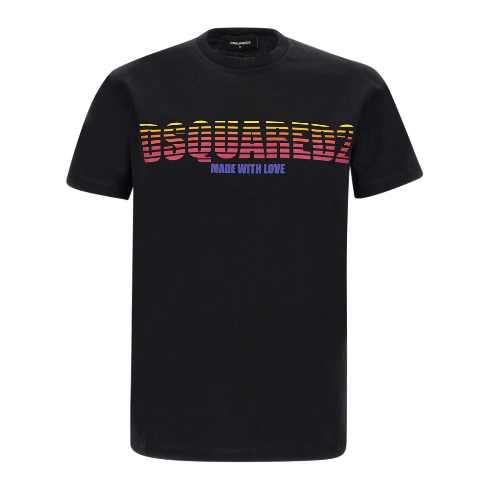 Dsquared2 Zwart Katoenen T-shirt met Iconisch Logo Black Heren