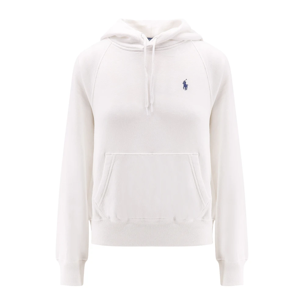 Polo Ralph Lauren Women's White Hoodies, M, Jumper With Hood And Logo Embroidery