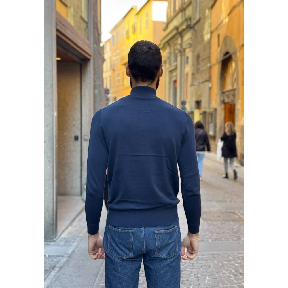 Timberland Quarter-Zip High Neck Sweater Blue Heren