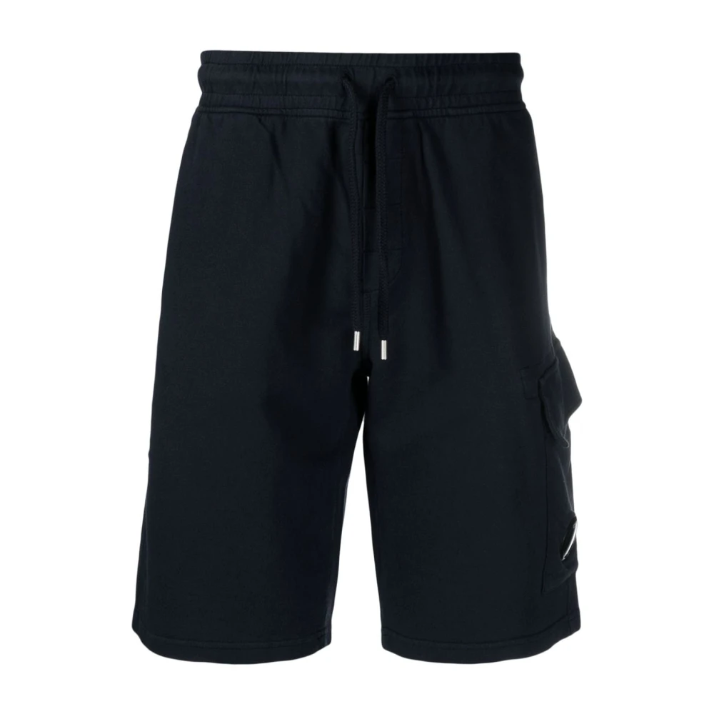 C.P. Company Blauwe elastische shorts met iconisch lensdetail Blue Heren