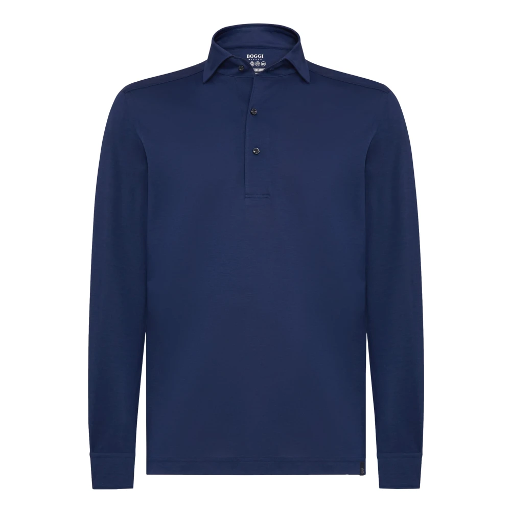 Boggi Milano Japanse Jersey Polo Shirt Blue Heren