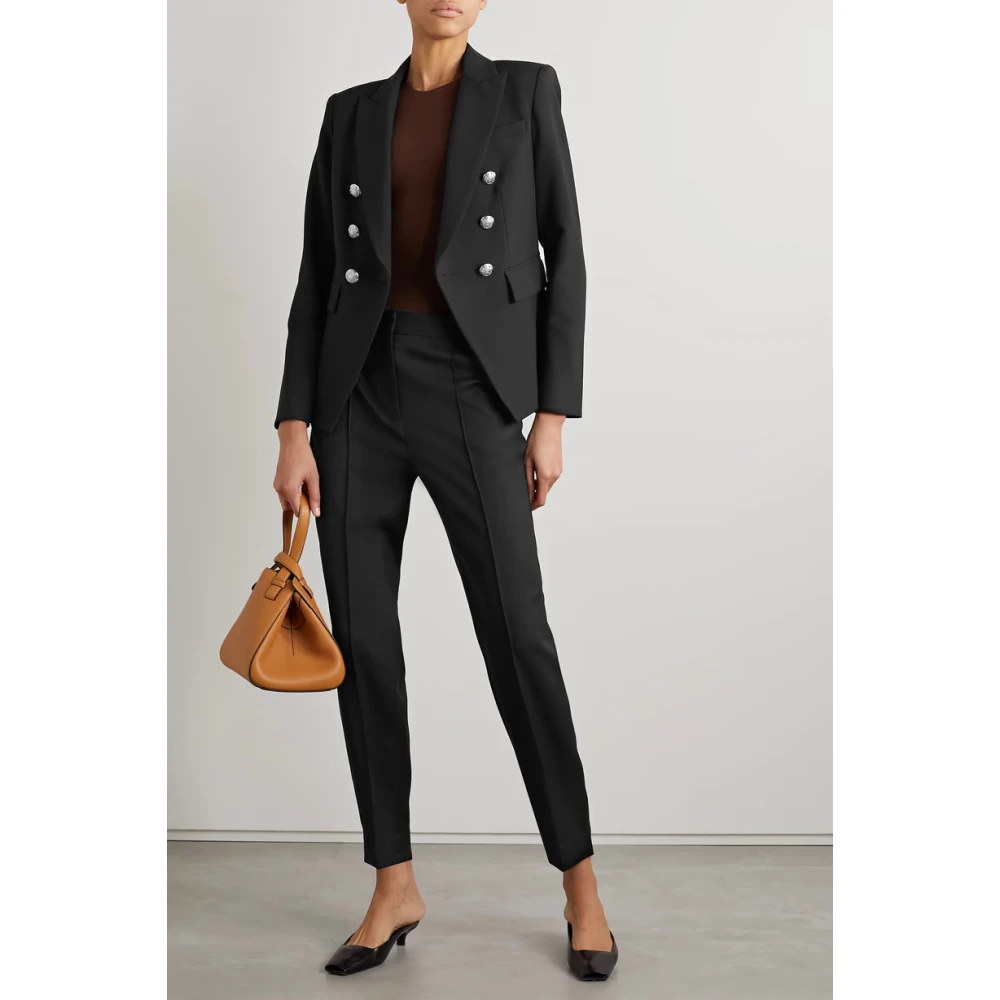 Veronica Beard Dubbelrijige Grain de Poudre Blazer Black Dames