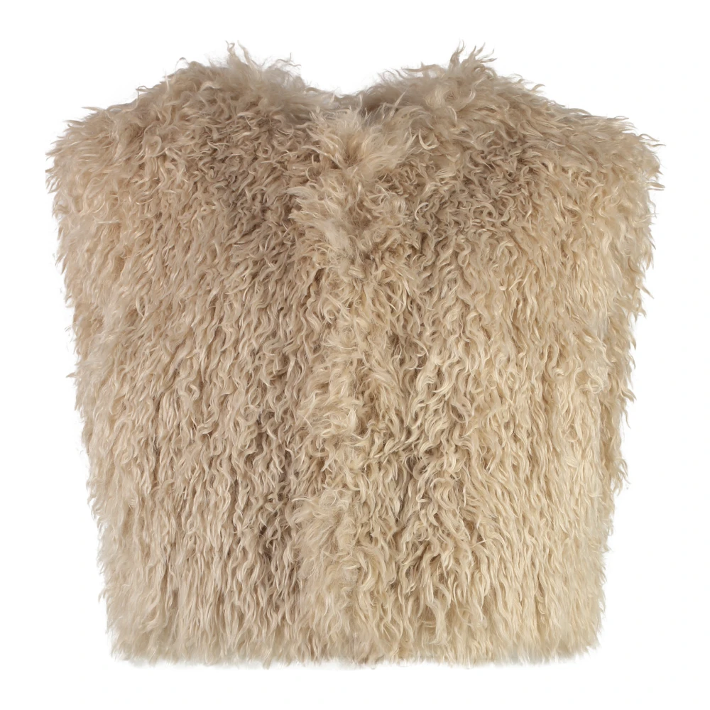 Isabel marant Faux Fur Waistcoat with Pockets Beige Dames