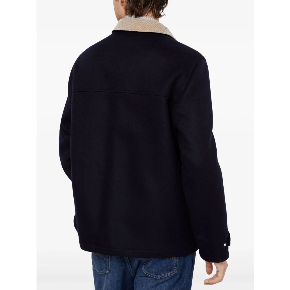 BRUNELLO CUCINELLI Wollen jas met rits en zakken Blue Heren