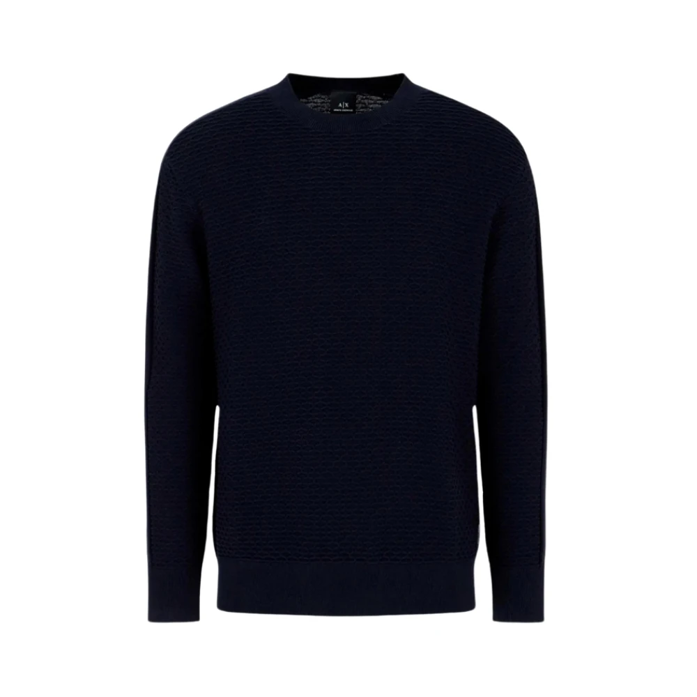 Armani Exchange Navy Katoenen Pullover Sweater Blue Heren
