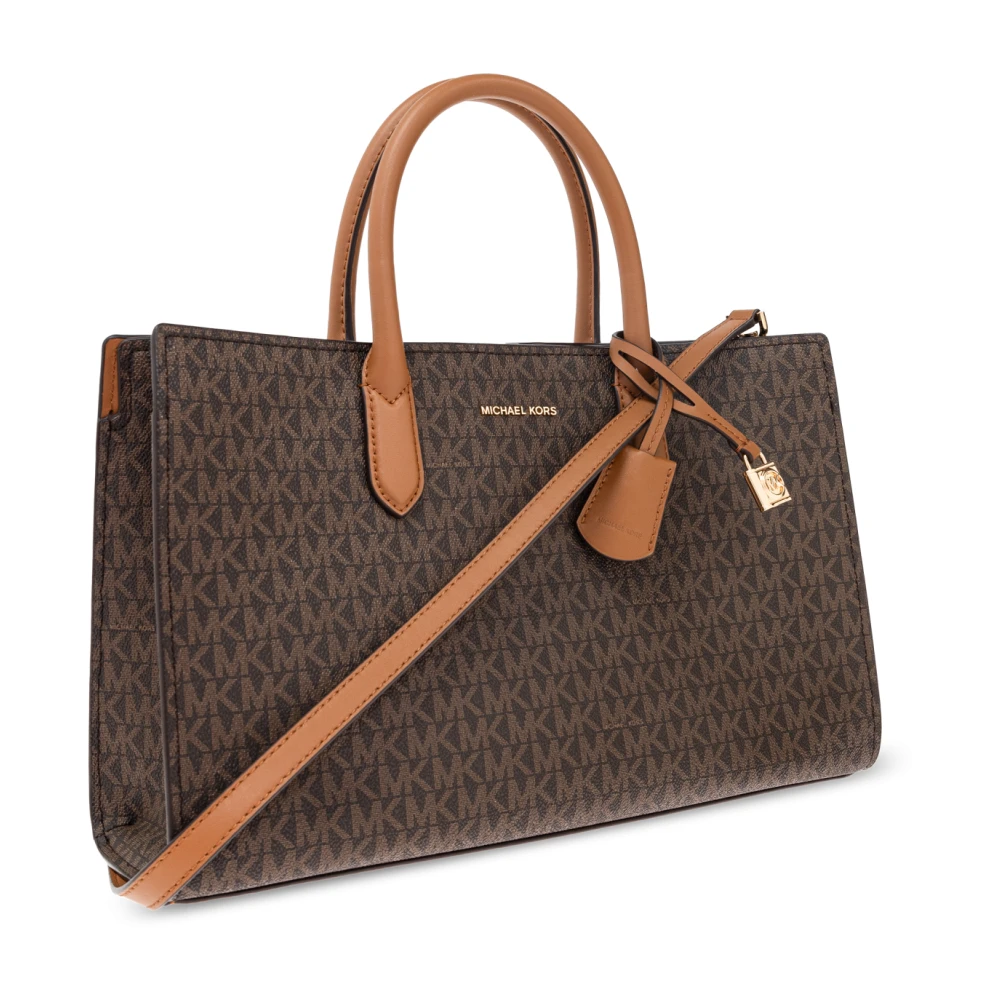 Michael Kors Scarlett Medium Signature Logo Schoudertas Brown Dames
