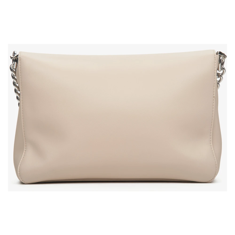 Estro Dames Licht Beige Leren Crossbody Tas met Zilveren Ketting Er00113763 Beige Dames