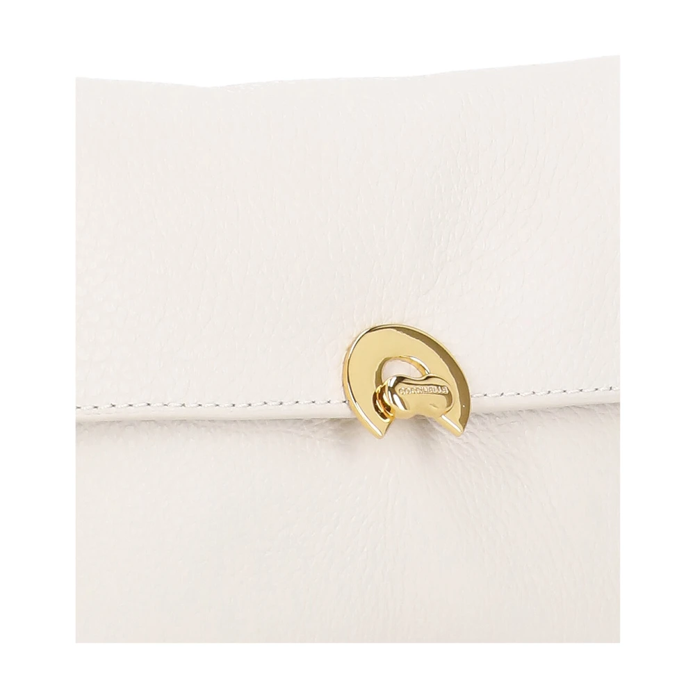 Coccinelle Gestructureerde Lederen Schoudertas voor Vrouw Beige Dames