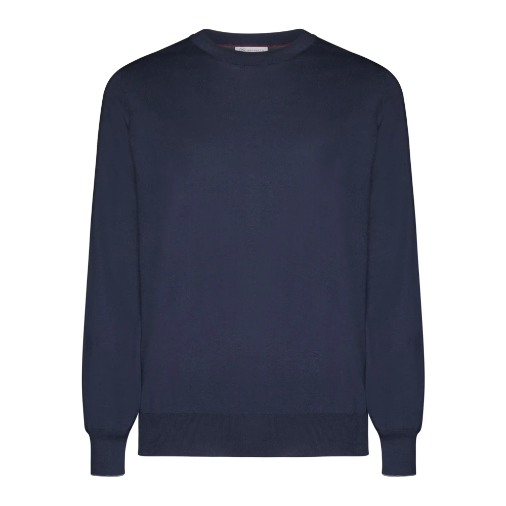Brunello Cucinelli Blue Crew-Neck Cotton Jumper - Male - Round-Neck Knitwear - 3XL - Knitwear
