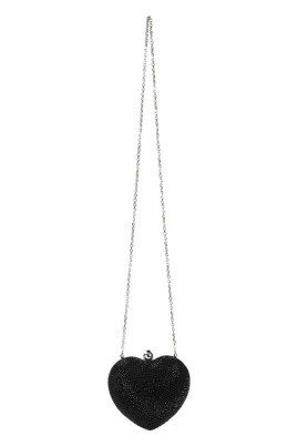 Crystal Heart Suede Clutch
