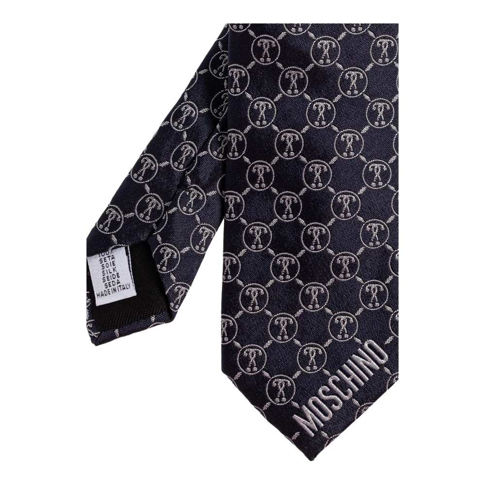 Moschino Zijden stropdas met monogram Blue Heren